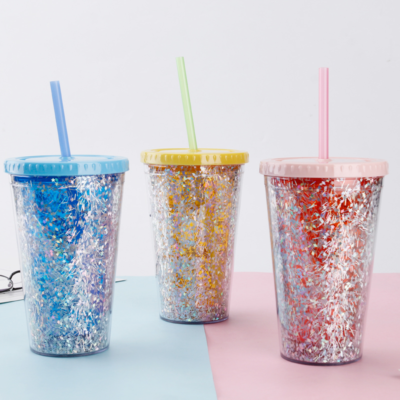 Double-wall Glitter Wide Mouth Tumbler S9097-16oz