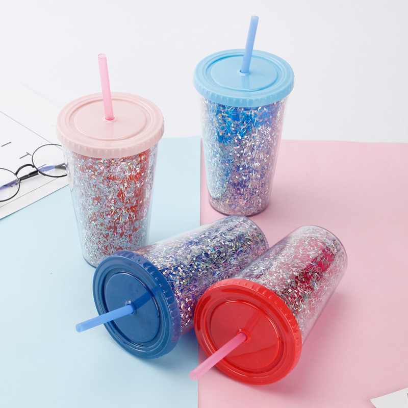 Double-wall Glitter Wide Mouth Tumbler S9097-16oz
