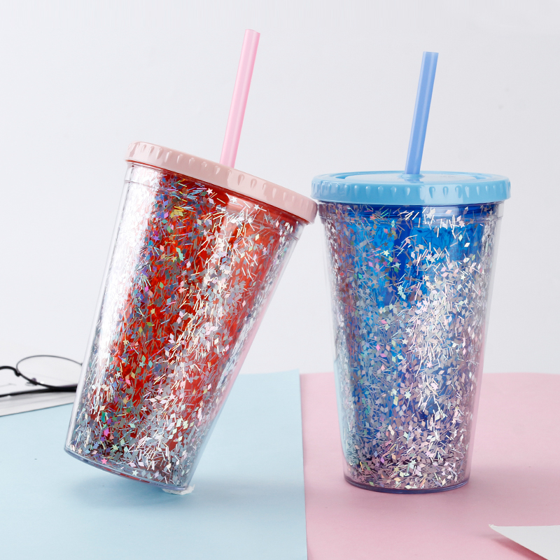 Double-wall Glitter Wide Mouth Tumbler S9097-16oz