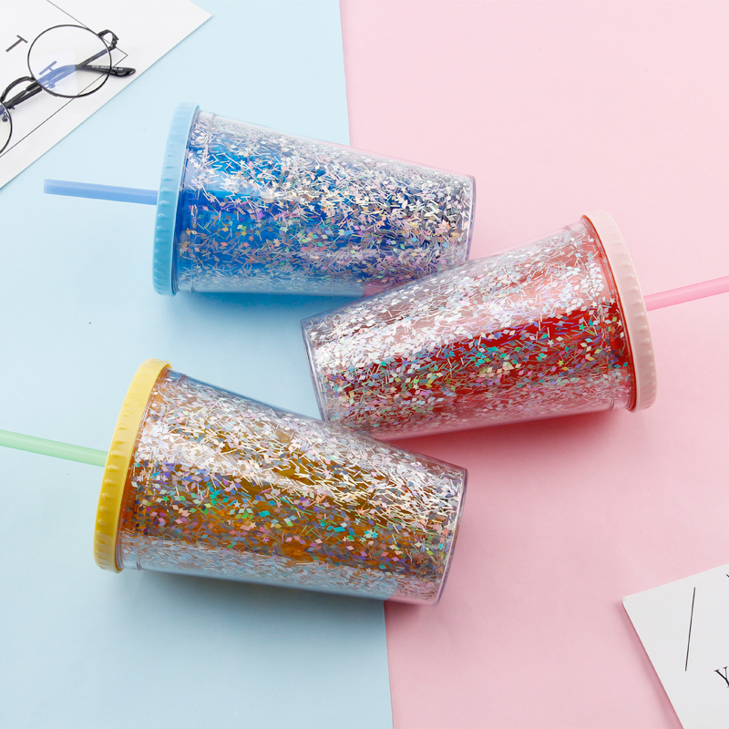 Double-wall Glitter Wide Mouth Tumbler S9097-16oz