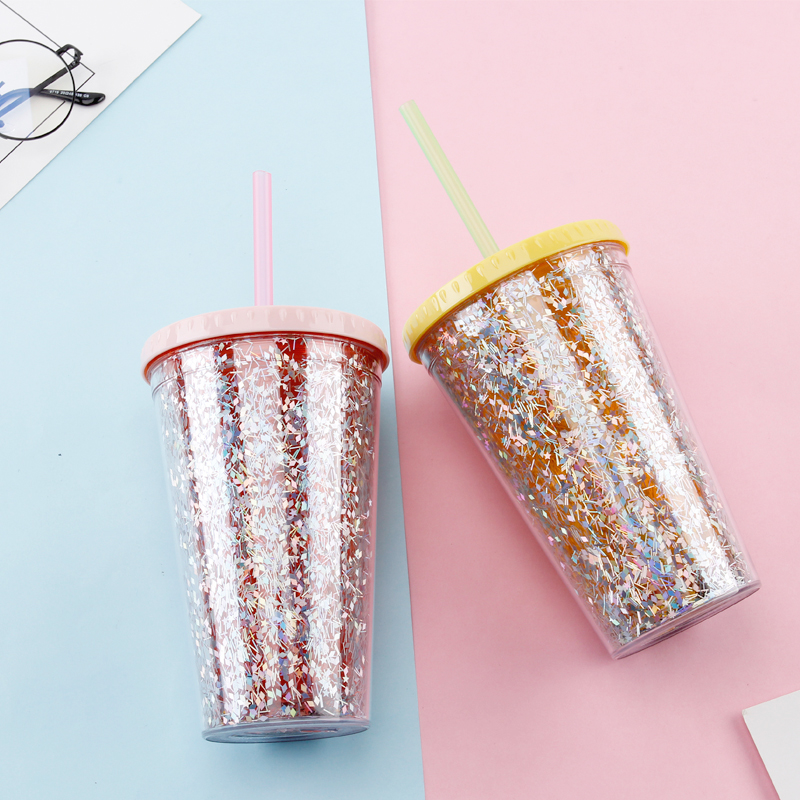 Double-wall Glitter Wide Mouth Tumbler S9097-16oz