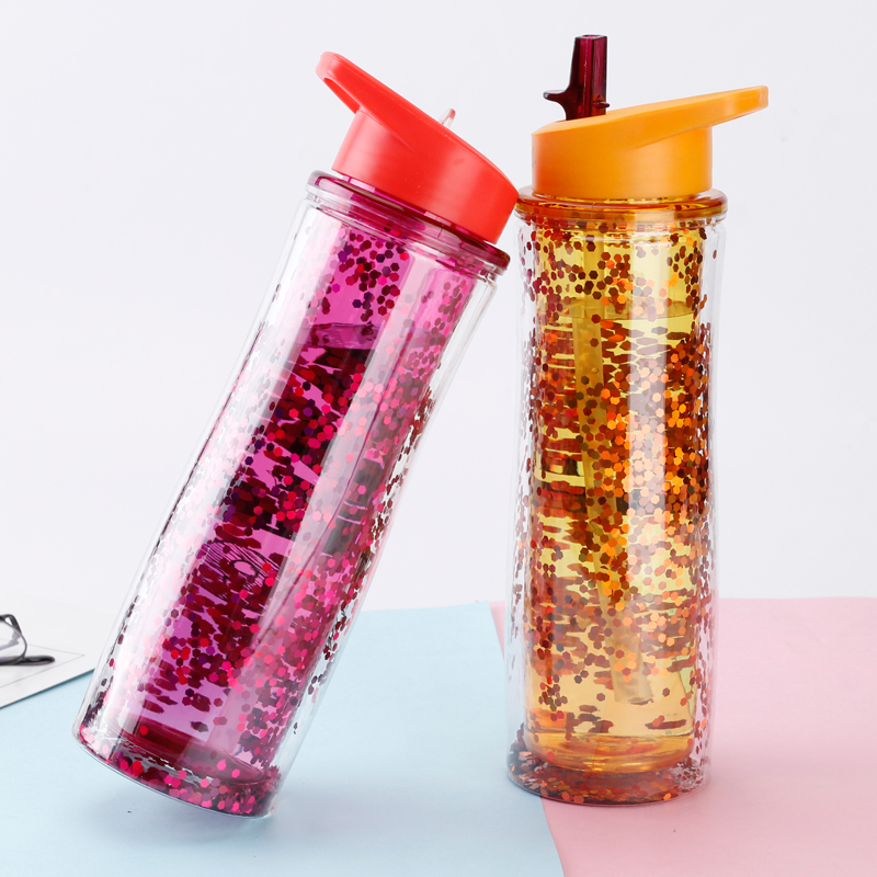 Four-Ribbed Lid Plastic Water Bottle S1177