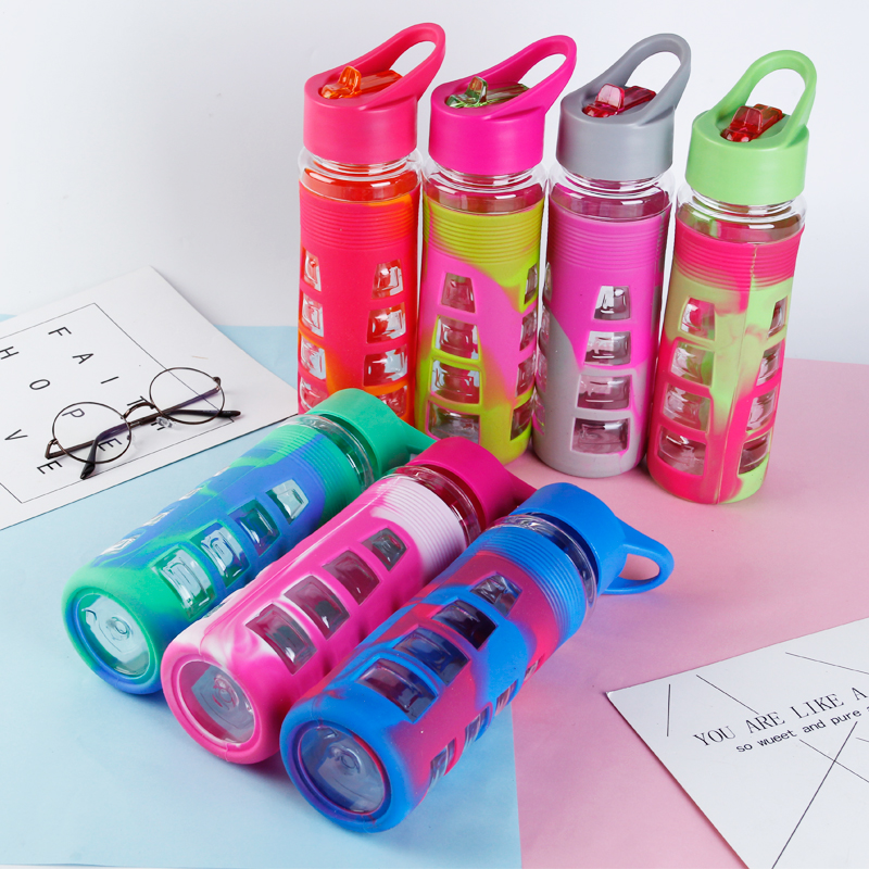 Mixed Color Sleeve Plastic Water Bottle 1679 680ml