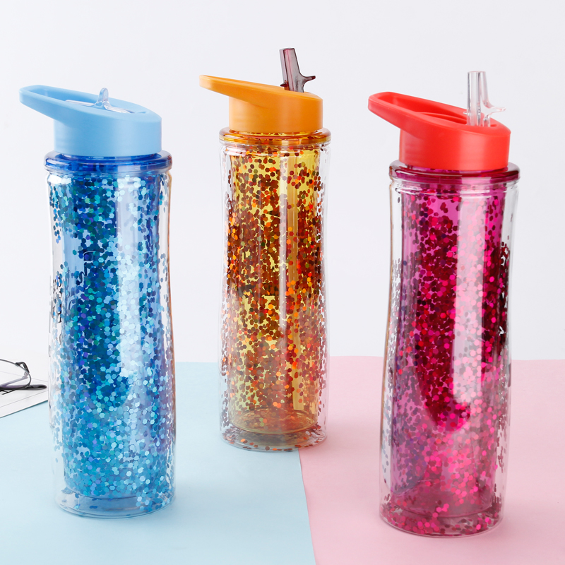 Four-Ribbed Lid Plastic Water Bottle S1177