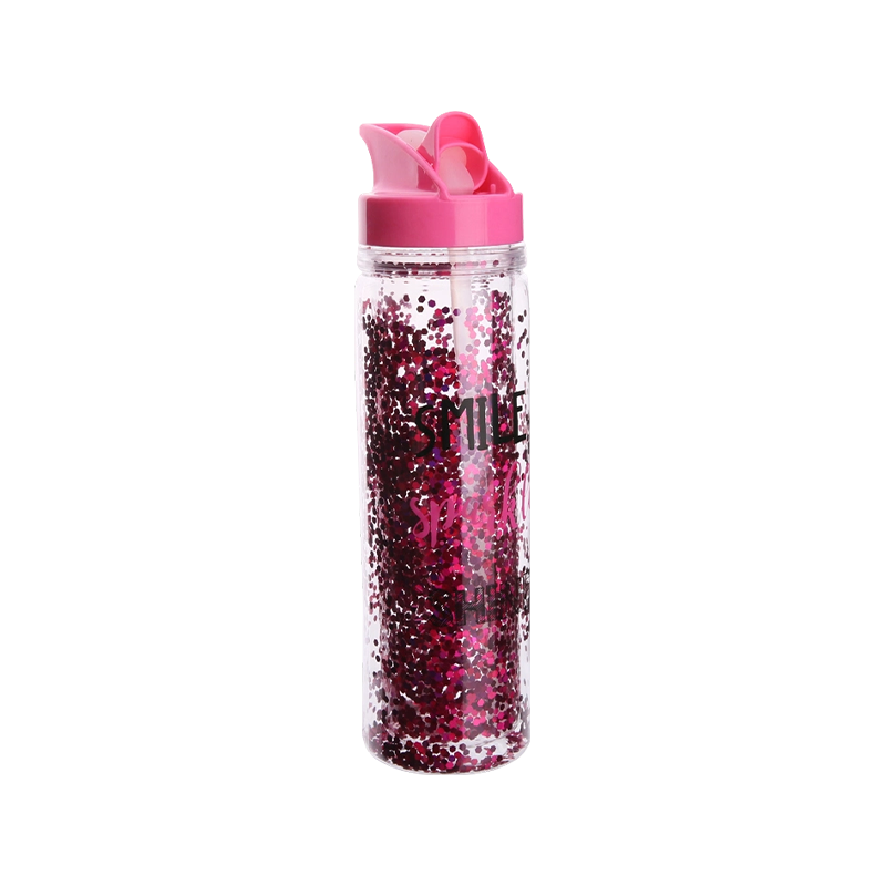 Double Wall Glitter Plastic Water Bottle S1177B 550ml