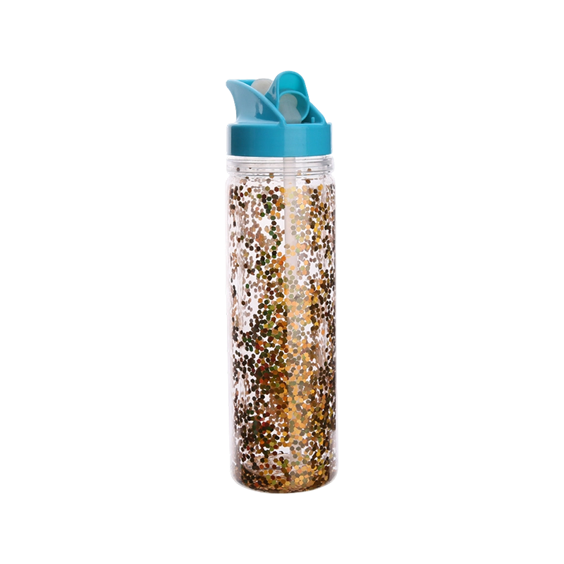 Double Wall Glitter Plastic Water Bottle S1177B 550ml