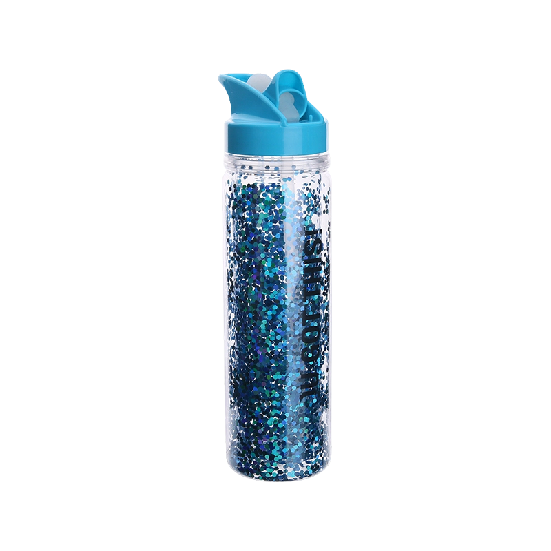 Double Wall Glitter Plastic Water Bottle S1177B 550ml