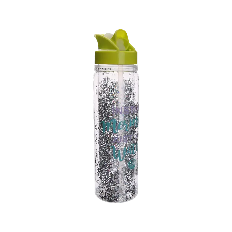 Double Wall Glitter Plastic Water Bottle S1177B 550ml