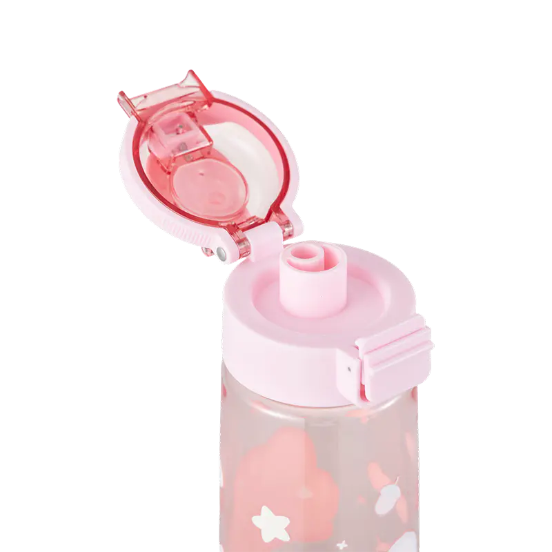 Pink Round Lid Leak-Proof Plastic Water Bottle