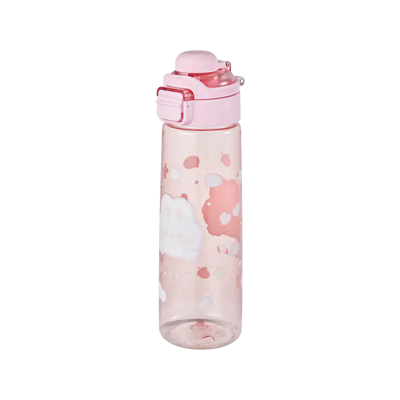 Pink Round Lid Leak-Proof Plastic Water Bottle