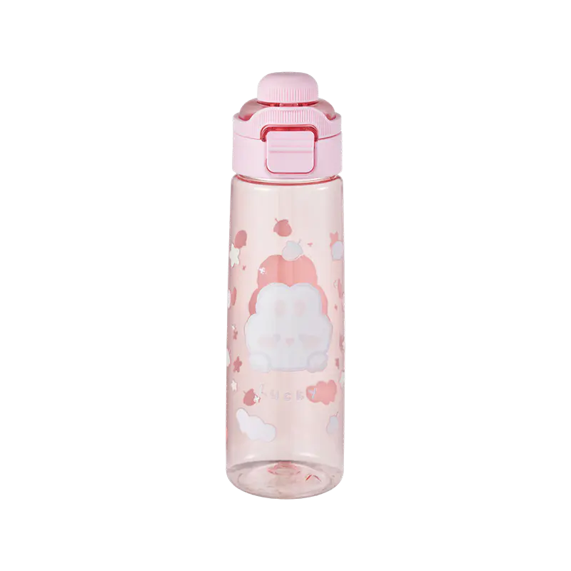 Pink Round Lid Leak-Proof Plastic Water Bottle